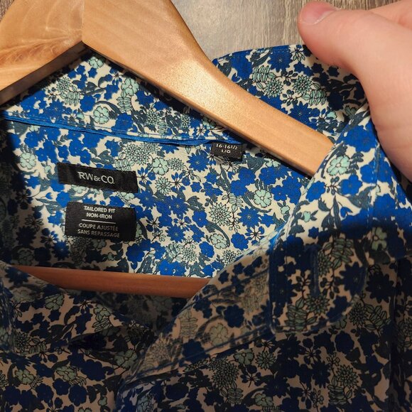 RW&CO Blue Floral Button Front Shirt - Picture 3 of 7